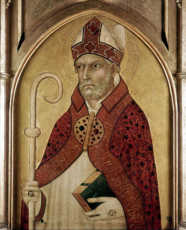 Historical painted panel of Saint Augustine by Lippo Memmi, early fourteenth century, in the Pushkin Museum; not a lifetime portrait.