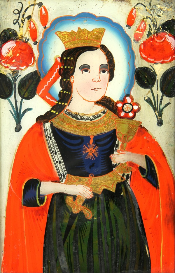 Historical painted icon of Saint Barbara, from the Ivan Honchar Museum in Kyiv.