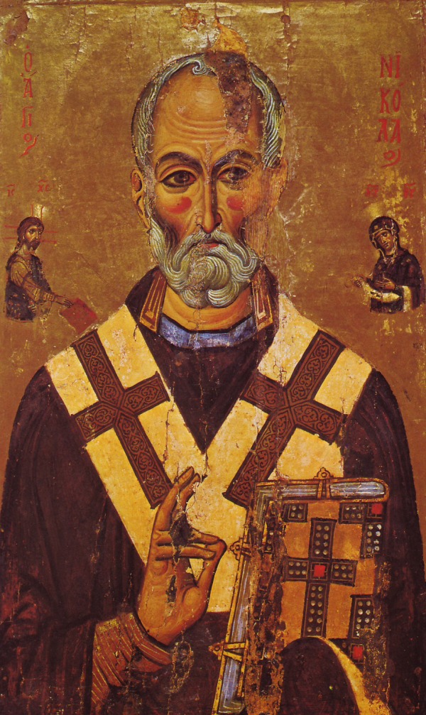 Historical painted icon of Saint Nicholas of Myra, from Sinai.